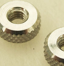 Pair of aluminium knurled nuts 3BA, 9.5mm dia MJC03KC